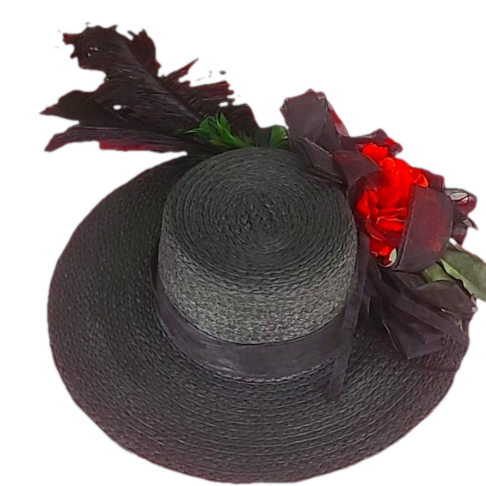 Dramatic Black Wide Brim Hat